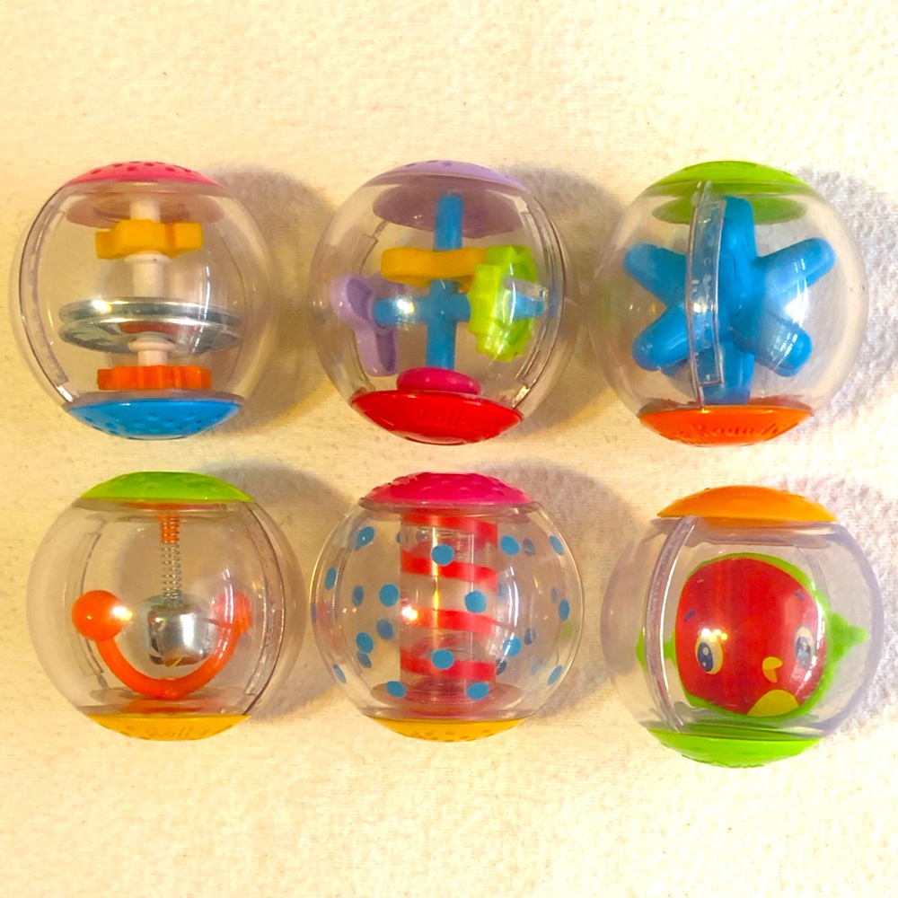 6 Baby Floor Activity Balls: 5 Fisher-Price Roll-a-Rounds and 1 Bright Starts